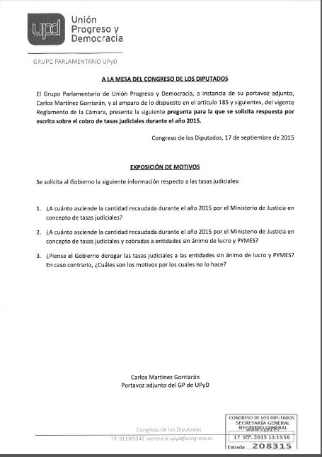 pregunta parlamentaria tasas UPyD 17-9-2015